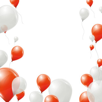 Red and white balloons background