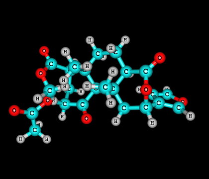 Salvinorin molecule isolated on black