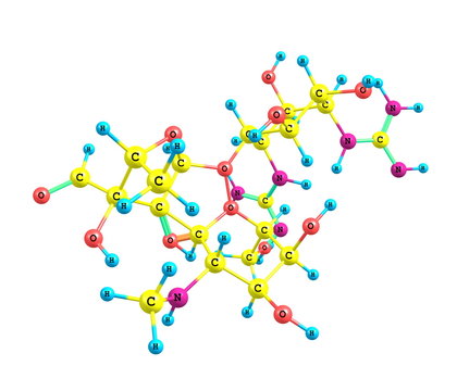 Streptomycin molecule isolated on white