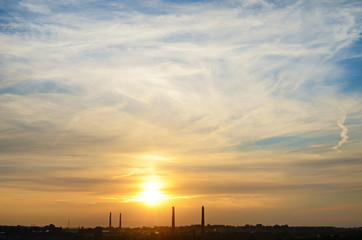 Beautiful patterns in clouds colorful sunset