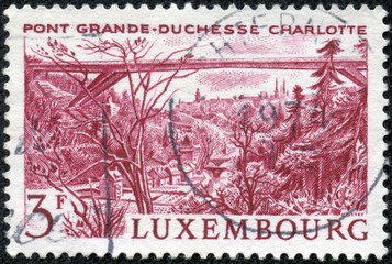 stamp shows Grand Duchess Charlotte Bridge