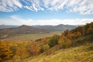 Naklejka na ściany i meble Autumn landscape in the mountains of Lago-Naki