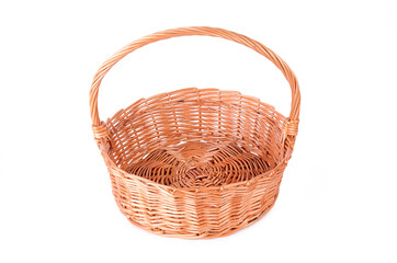 Empty wicker basket isolated on a white