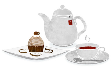 モンブランと紅茶　＜茶＞