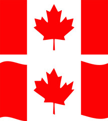 Flat and waving Canada Flag. Vector