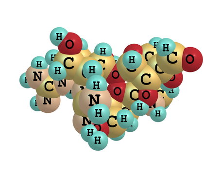 Streptomycin molecule isolated on white