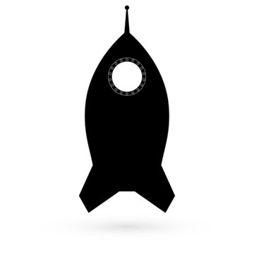 Black icon rocket. raster