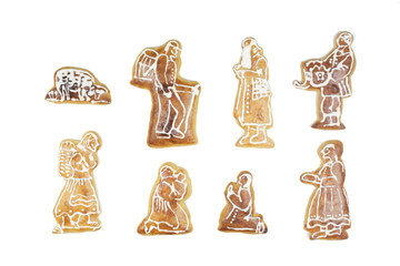 Handmade gingerbread christmas characters