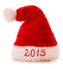 Obraz na płótnie Canvas Red santa hat, isolated on white,2015.