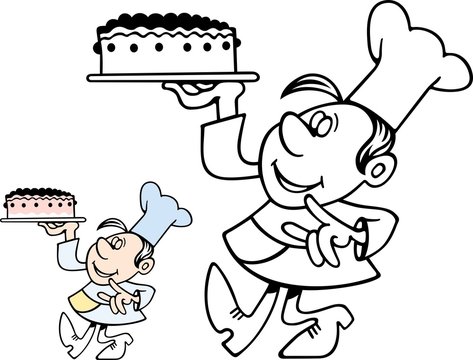 Confectioner carrying a cake