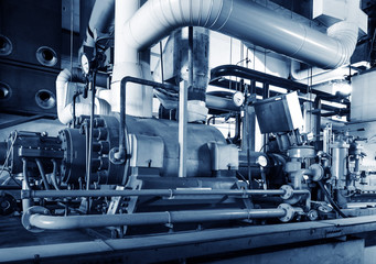 Modern boiler room equipment for heating system