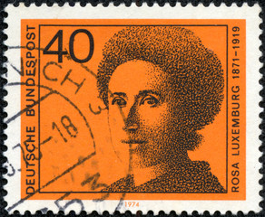stamp printed in Germany shows Rosa Luxemburg