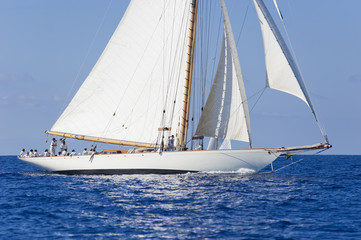 Fototapeta premium Ancient sailing boat during a regatta at the Panerai Classic Yac