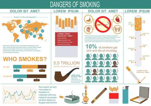 Dangers of smoking, infographics elements