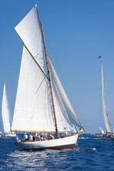 Ancient sailing boat during a regatta at the Panerai Classic Yac