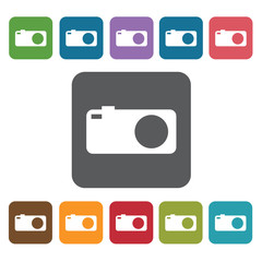 Camera icon. Cinema movie icons set. Rectangle colourful 12 butt