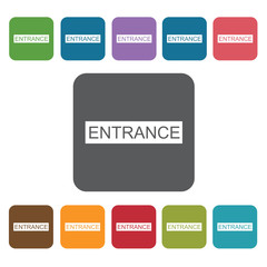 Entrance sign icon. Cinema movie icons set. Rectangle colourful