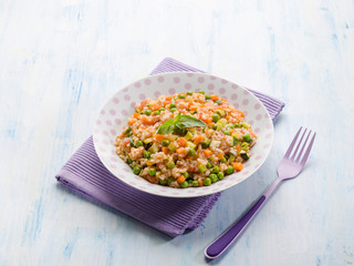 risotto with tomatoes and mixed vegetables