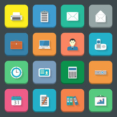 Office flat icons set