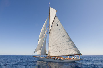 Fototapeta premium Ancient sailing boat during a regatta at the Panerai Classic Yac