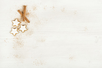 White background with cinnamon stars