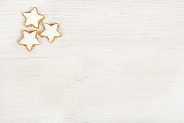 white wood background with cookies