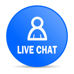 live chat internet blue icon