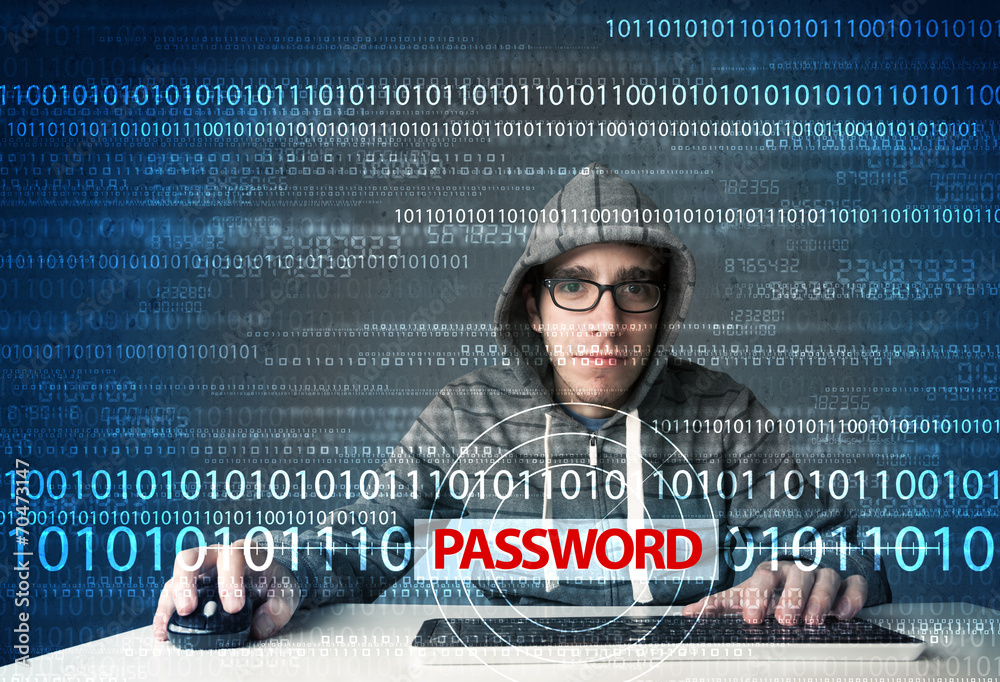 Leinwandbilder young geek hacker stealing password