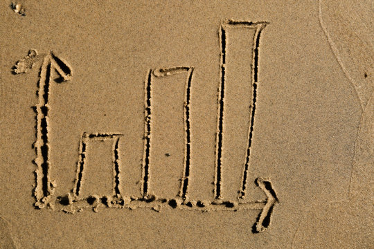 Bar chart drawn in the sand