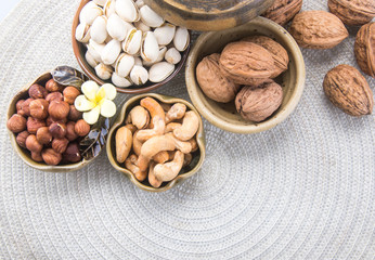 nuts. mixed nuts on the background