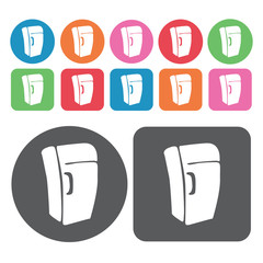 Refrigerator icon. Electronic devices icons set. Round and recta