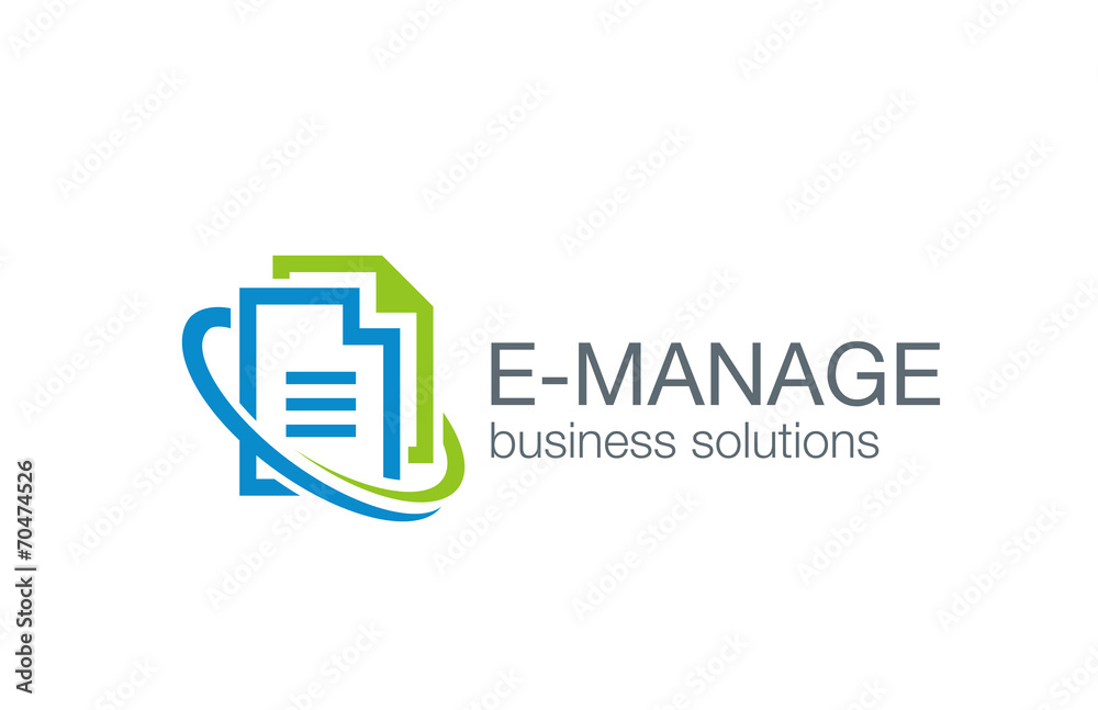 Poster business management logo design vector. web solution
