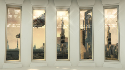 Futuristic windows and city © Miguel Aguirre