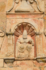 Religious statue on medieval Spanish church