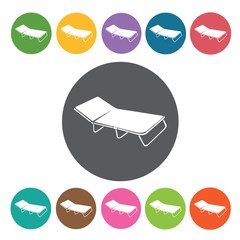 Folding Bed icon. Furniture home icon set. Round colourful 12 bu
