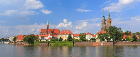 Obraz premium Wrocław - Ostrów Tumski - Panorama