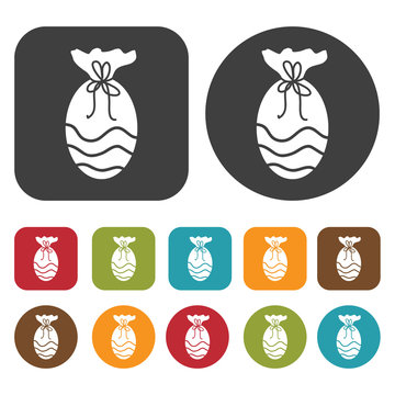 Egg shaape gift box icon. Gift box icons set. Round and rectangl