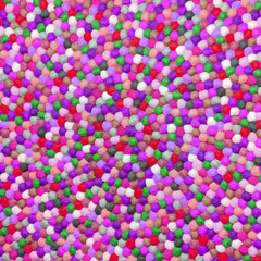 Bunte Filzkugeln in Rosa-Tönen