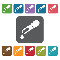 Dropper icon. Medical icons set. Rectangle colourful 12 buttons.