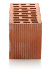 red clay bricks on white background