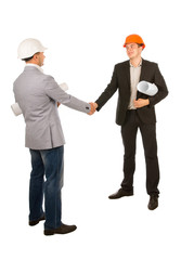 Two Male Young Engineers Shaking Hands