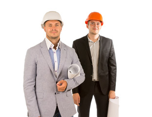 Smiling Two Young Male Engineers Looking at Camera