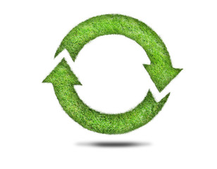Recycle sign with grass isolated