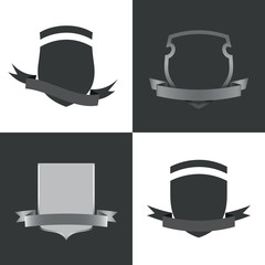 Set of badges with ribbons.