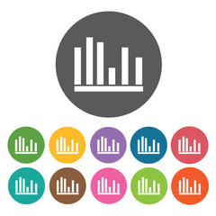 Sound bars icon. Music equipment icon set. Round colourful 12 bu