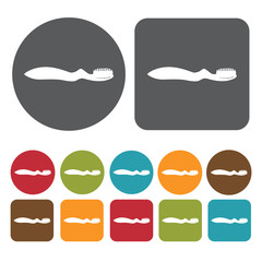 Toothbrush icon. Toothbrushes icons set. Round and rectangle col