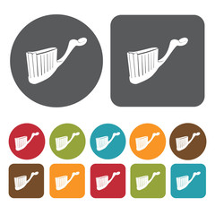 Toothbrush perspective view icon. Toothbrushes icons set. Round