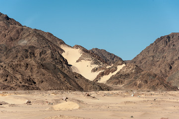 Sinai desert, hills and sand day landscape