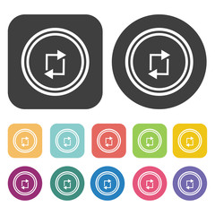 Repeat all symbol icon. Video sign symbol icons set. Round and r