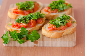 Vegetarian sandwich on the board